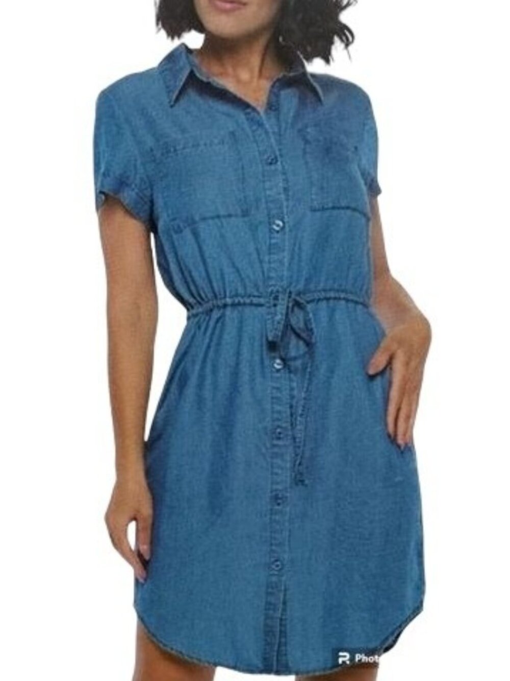 Ci Sono Tencel Button Down Dress Large NWT Tie Waist Utility Shirt Dress